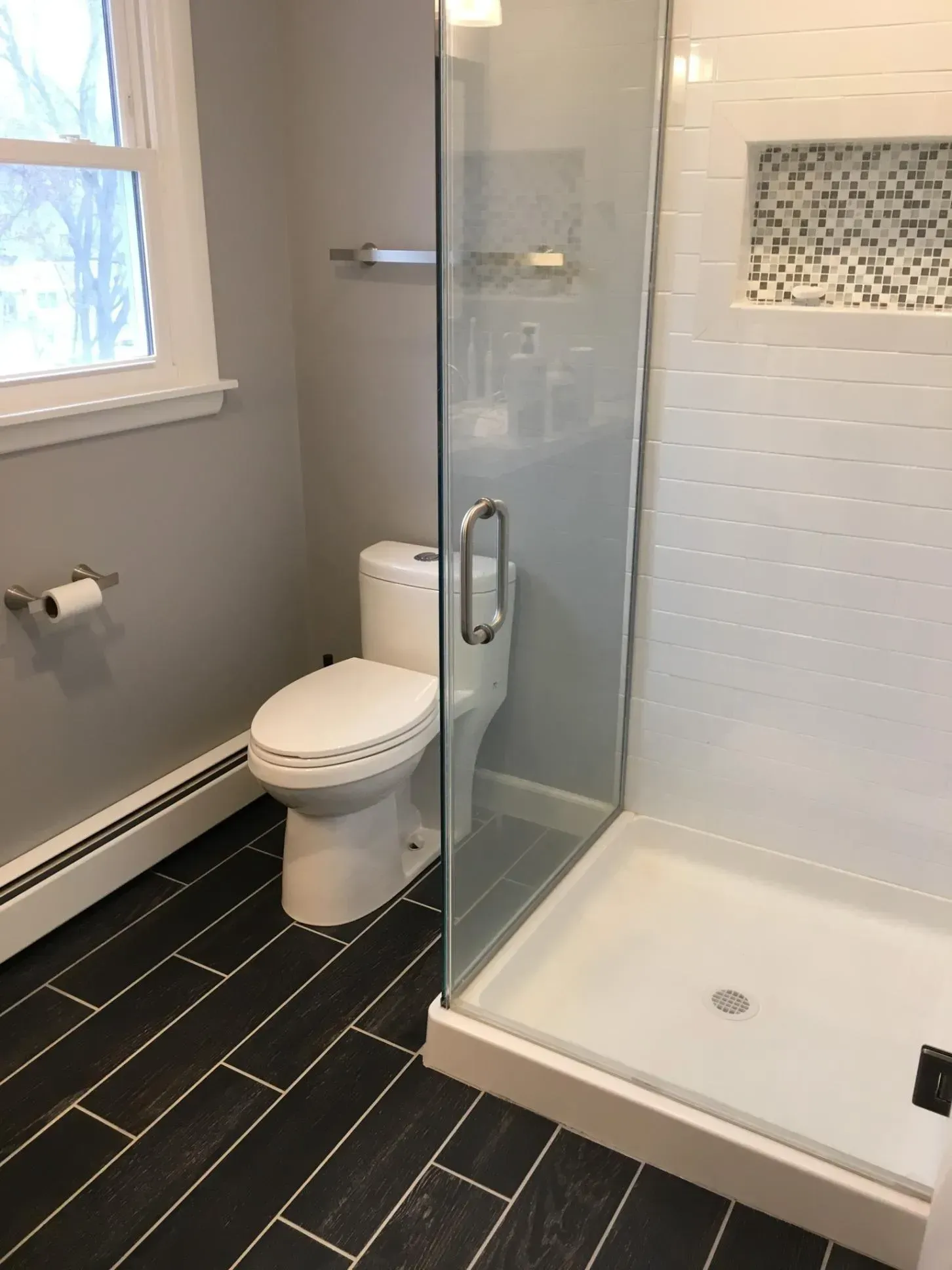 Toilet and Walk-in Shower — Iowa City, IA — Olson Remodeling & Construction