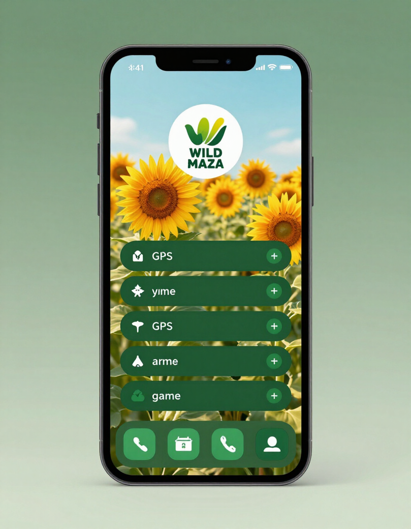 Wild Maze branded app homescreen on iPhone