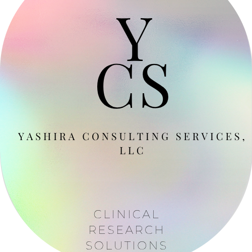 YCS logo with iridescent oval background and text: Yashira Consulting Services, LLC, Clinical Research Solutions.