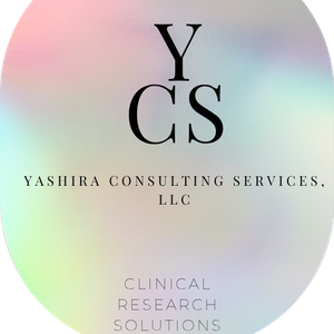 YCS logo with iridescent oval background and text: Yashira Consulting Services, LLC, Clinical Research Solutions.