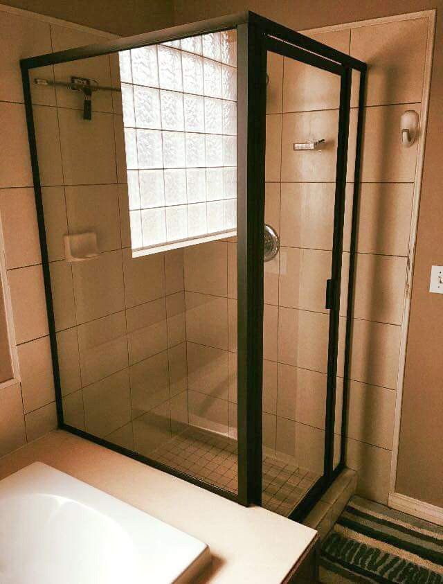 Plate Glass — Black Frame Shower Glass Free Stand in Stillwater, OK