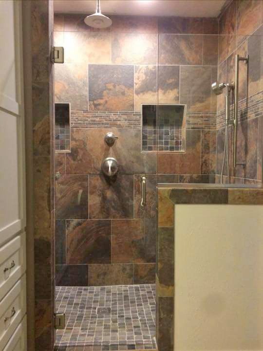 Commercial Doors — Frameless Glass Shower brown marble in Stillwater, OK