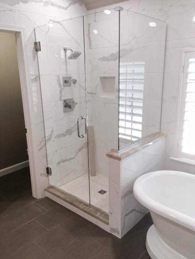 Auto Glass in Stillwater — Glass Shower Door white shower in Stillwater, OK