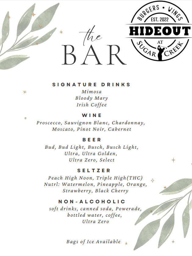 A menu for a bar with signature drinks and non alcoholic drinks.