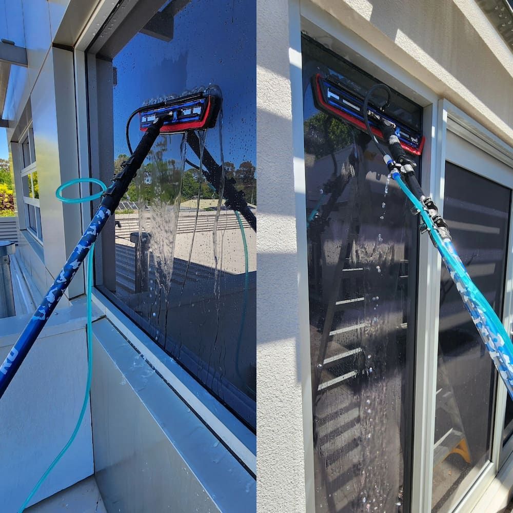 Window Cleaner Washes a Window — Rapid Rinse Solutions in Katunga, VIC