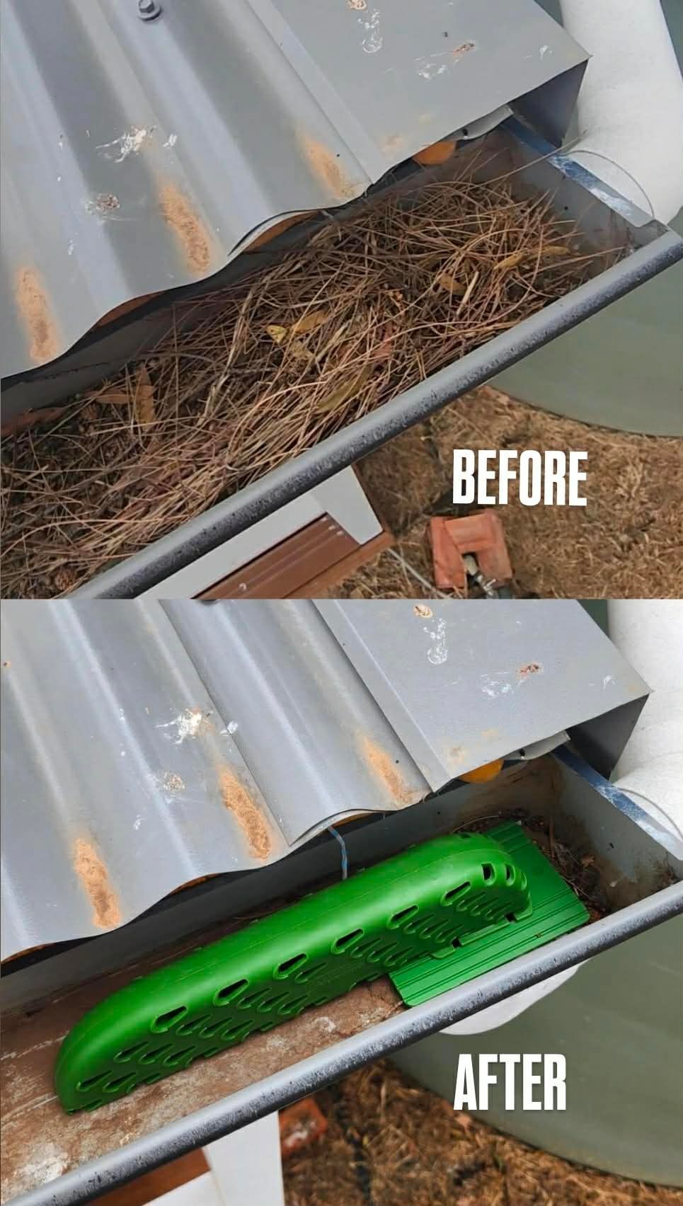 Red Corrugated Roof With Debris — Rapid Rinse Solutions in Shepparton, VIC