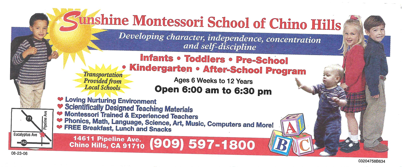 Sunshine Montessori School Of Chino Hills Banner Sunshine Montessori School Of Chino Hills Banner