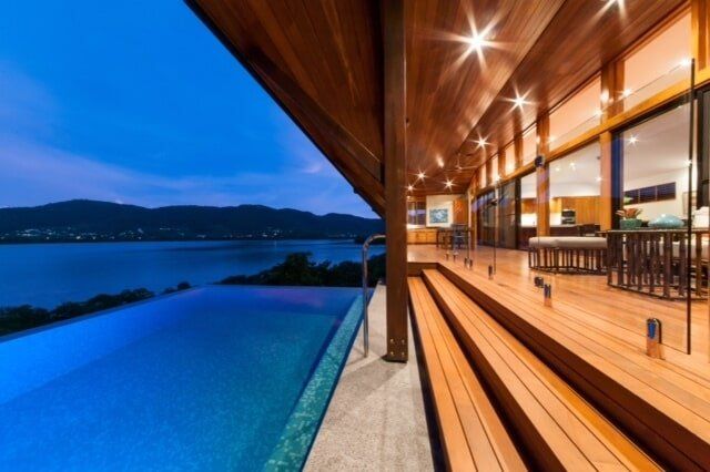 Night Beach View From Hotel Pool — Greg Matthews Building in Woodwark, QLD