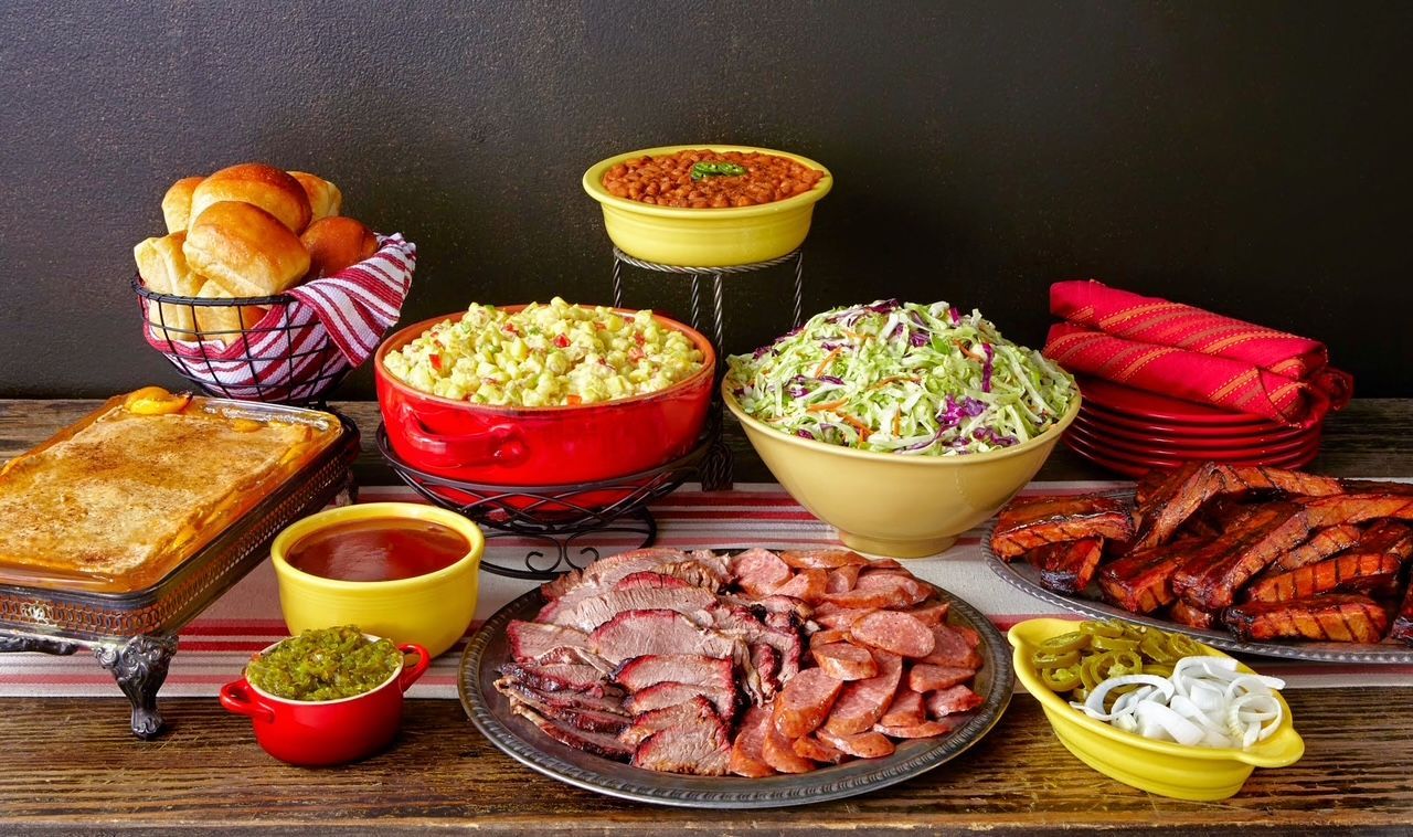 There are many different types of food on the table.