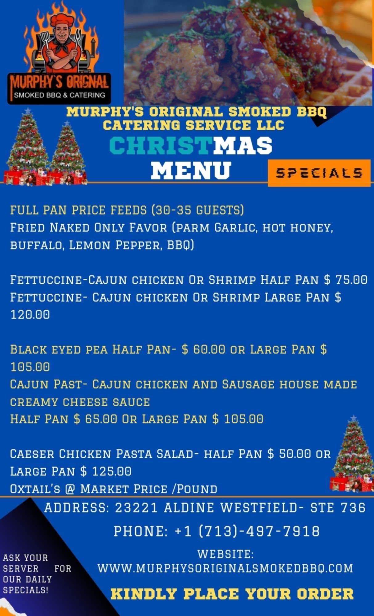 A christmas menu for murphy 's original smoked bbq