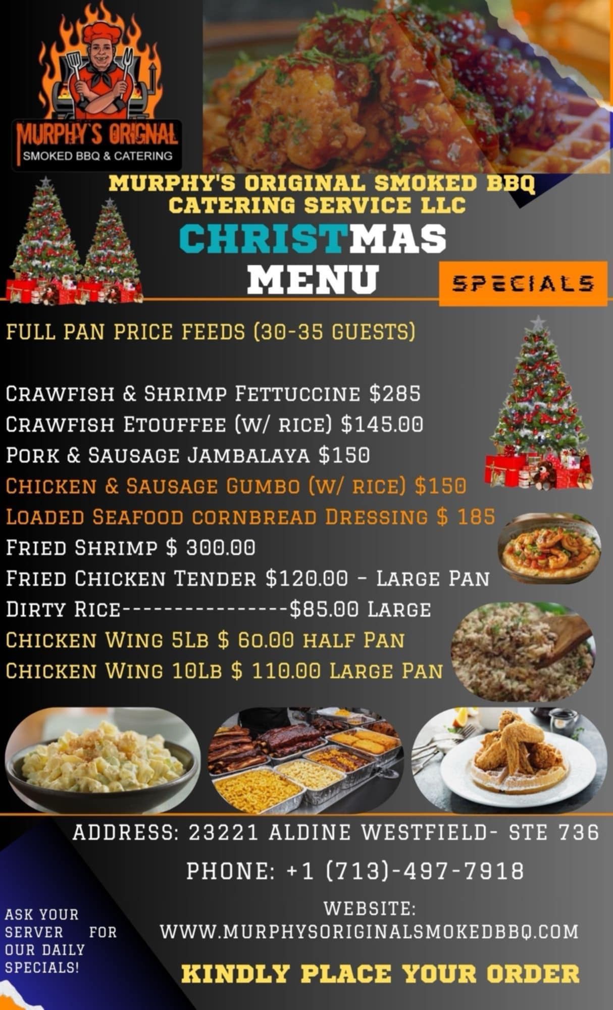 A christmas menu for murphy 's original smoked bbq catering service llc
