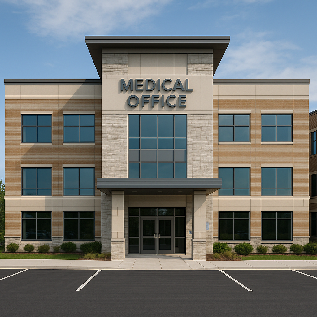 A large building with the word medical office on it