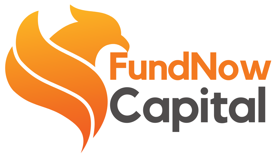A logo for fundnow capital with an eagle on it.