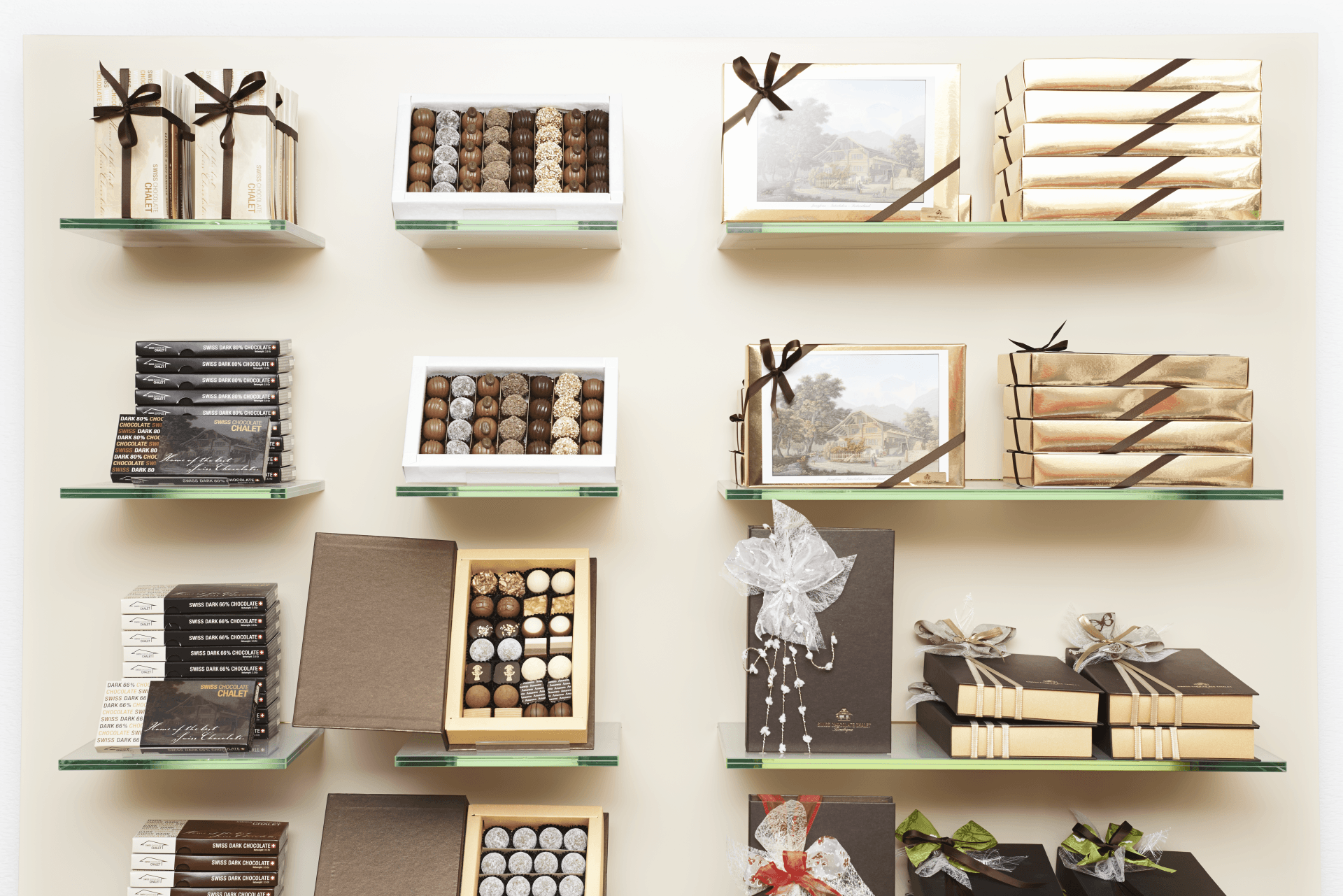 Store Swiss Chocolate Chalet Interlaken shelf front
