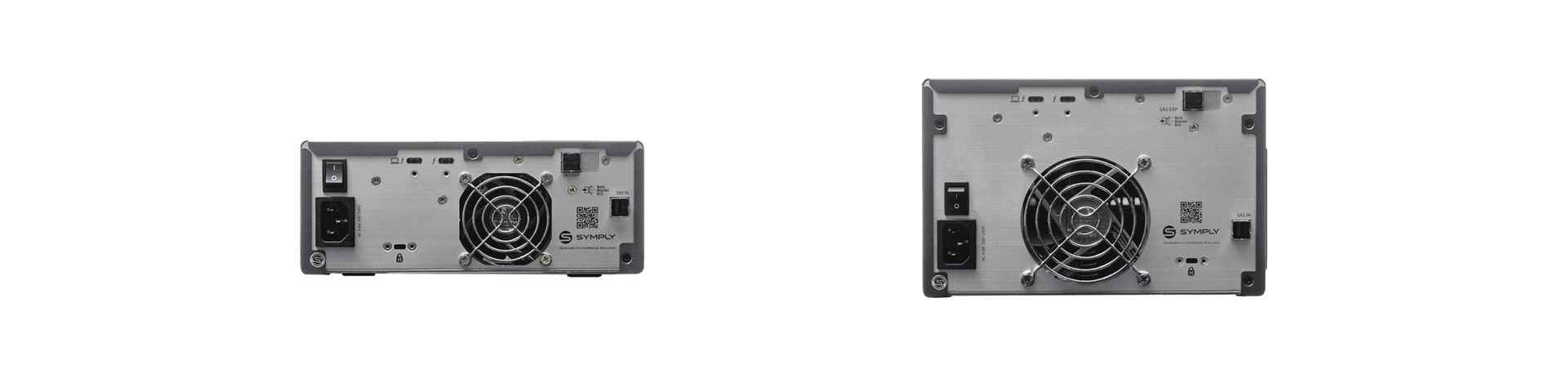 Symply LTO drive rear panel with connectivity ports and cooling fan