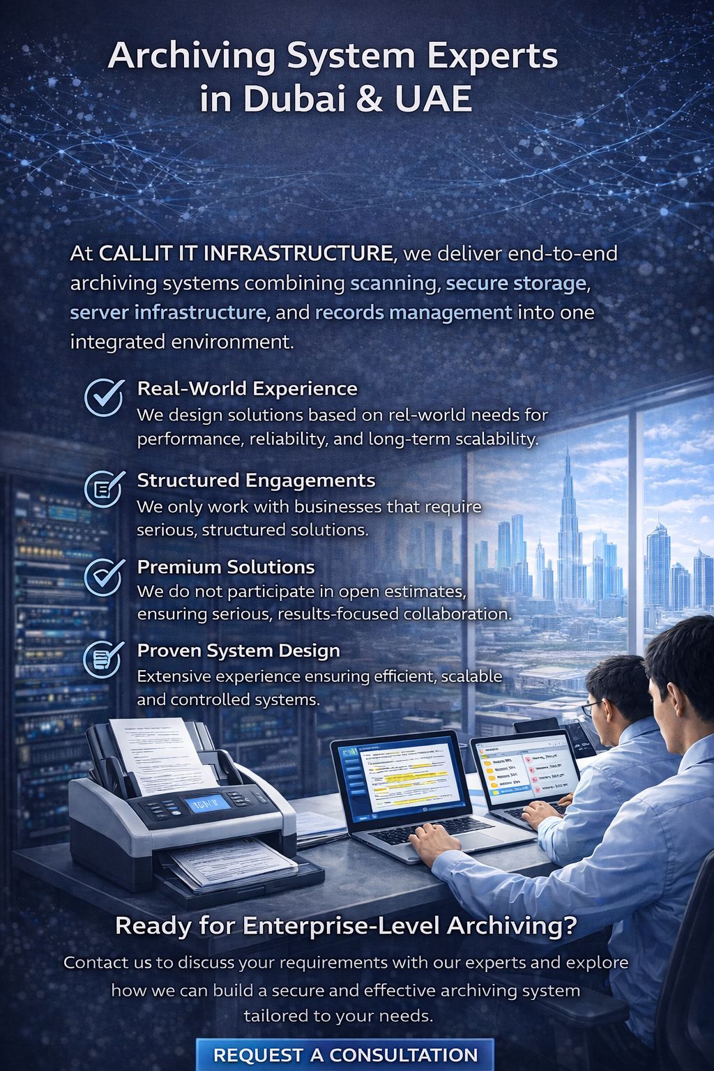 archiving system experts in Dubai secure document scanning high speed scanner server infrastructure records management system enterprise archiving solutions CALLIT IT INFRASTRUCTURE UAE