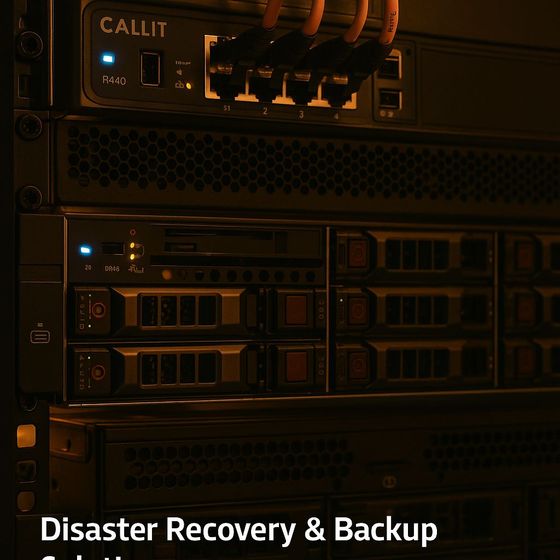 Server rack with backup drives and Dell PowerEdge R440 server, representing disaster recovery and data protection systems by CALLIT IT INFRASTRUCTURE in Dubai.