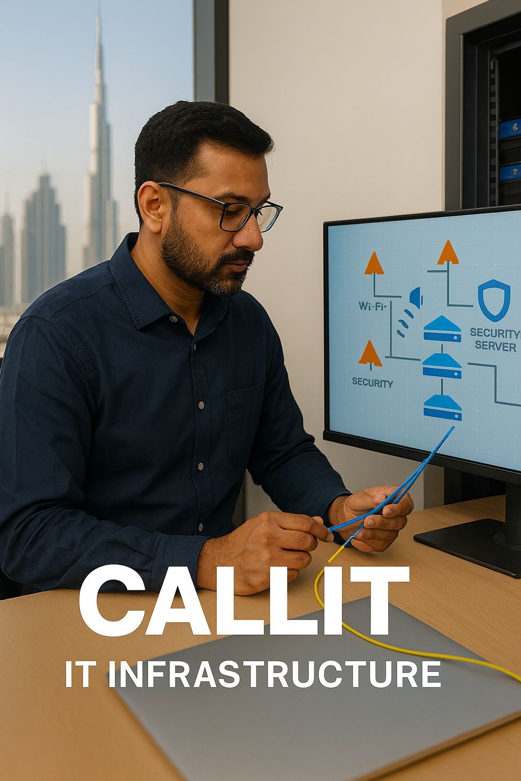 CALLIT IT INFRASTRUCTURE team demonstrating professional fiber network design and installation for startup businesses in Dubai, Abu Dhabi, and across the UAE.