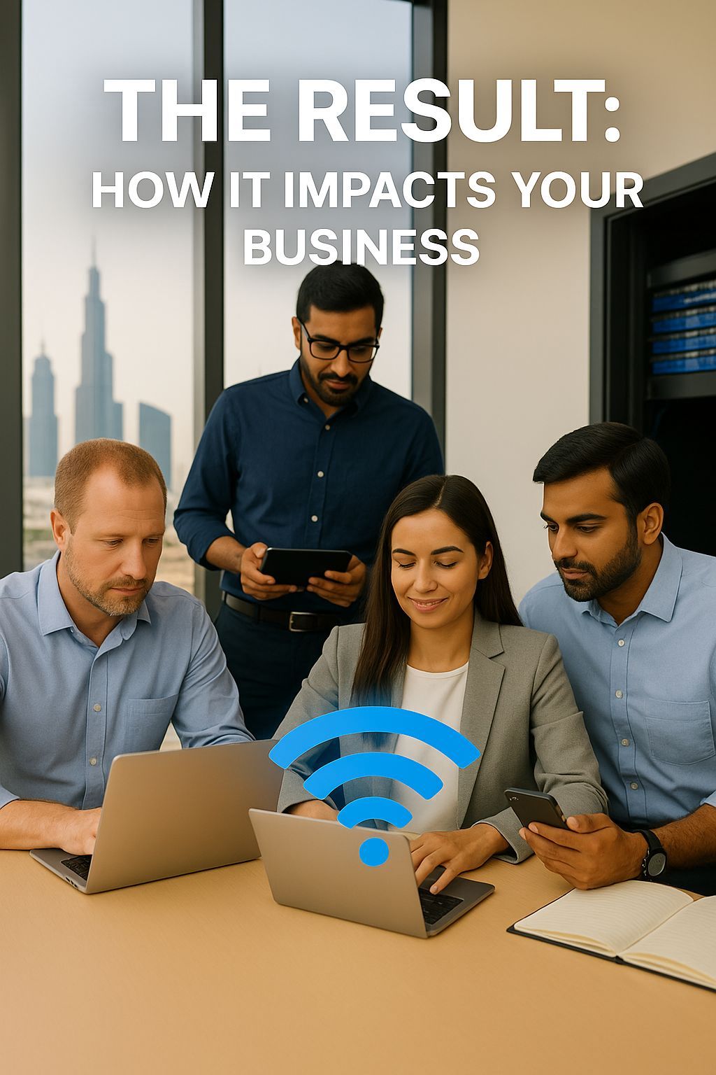 Startup team in Dubai using high-speed fiber and structured network infrastructure designed by CALLIT IT INFRASTRUCTURE for fast, stable and scalable business performance across the UAE.