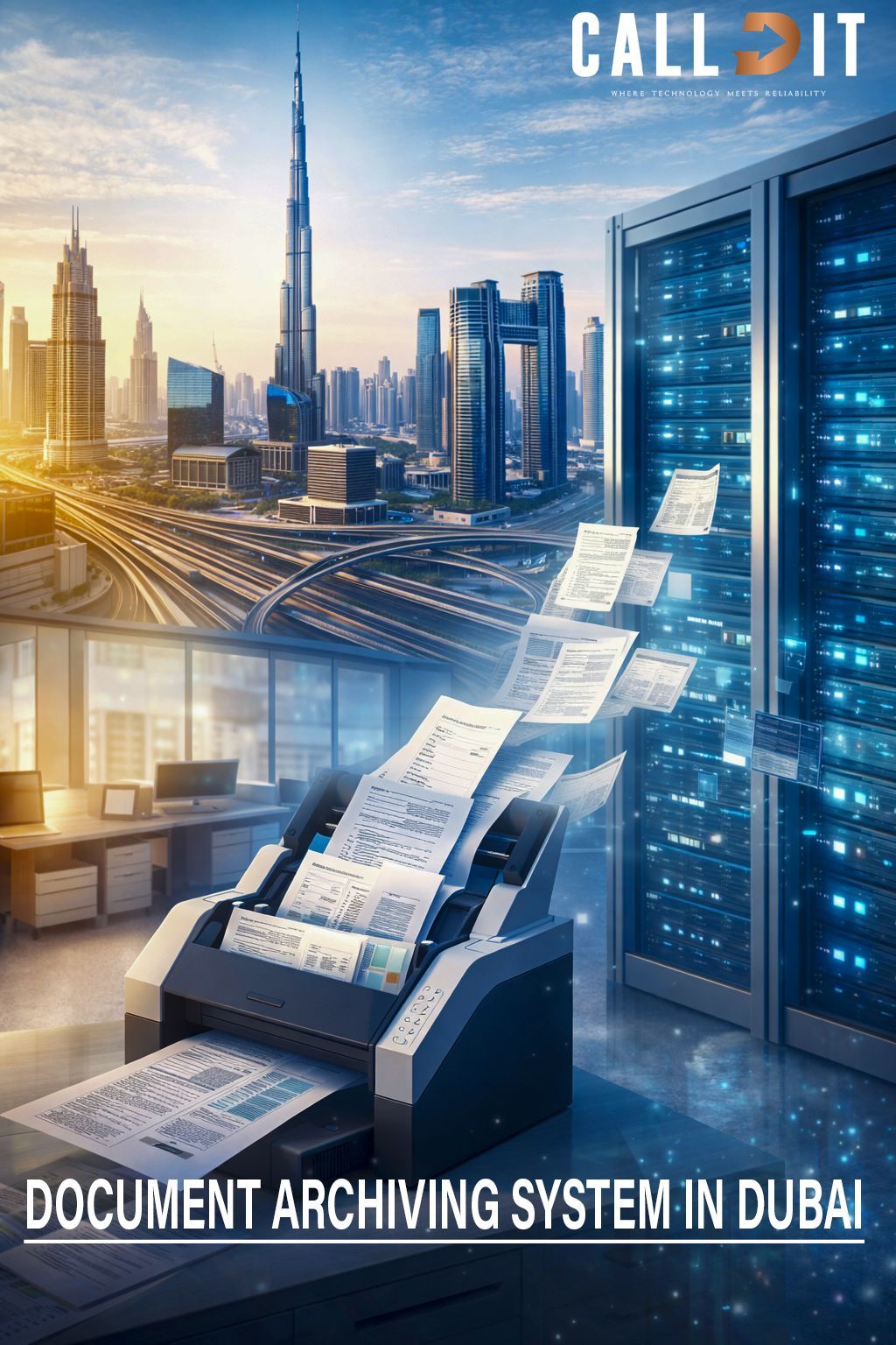 document archiving system Dubai professional document scanning digitization secure document storage records management Dubai UAE high speed scanner office server infrastructure CALLIT IT INFRASTRUCTURE