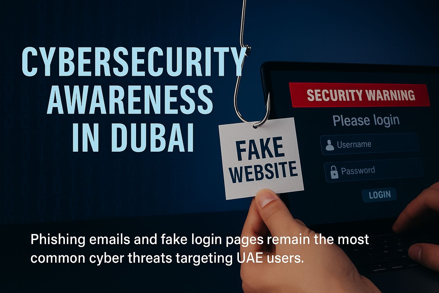 Phishing email awareness graphic showing fake login attempt warning in Dubai cybersecurity blog