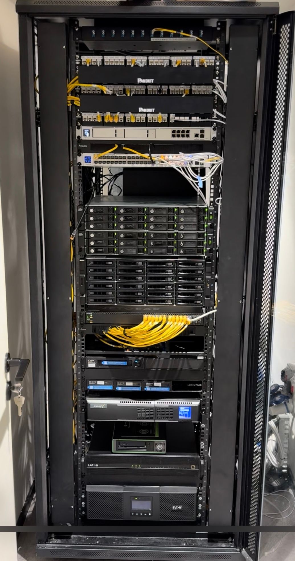 Fully labeled and optimized network server cabinet installed by CALLIT IT INFRASTRUCTURE at Yas Island, Dubai