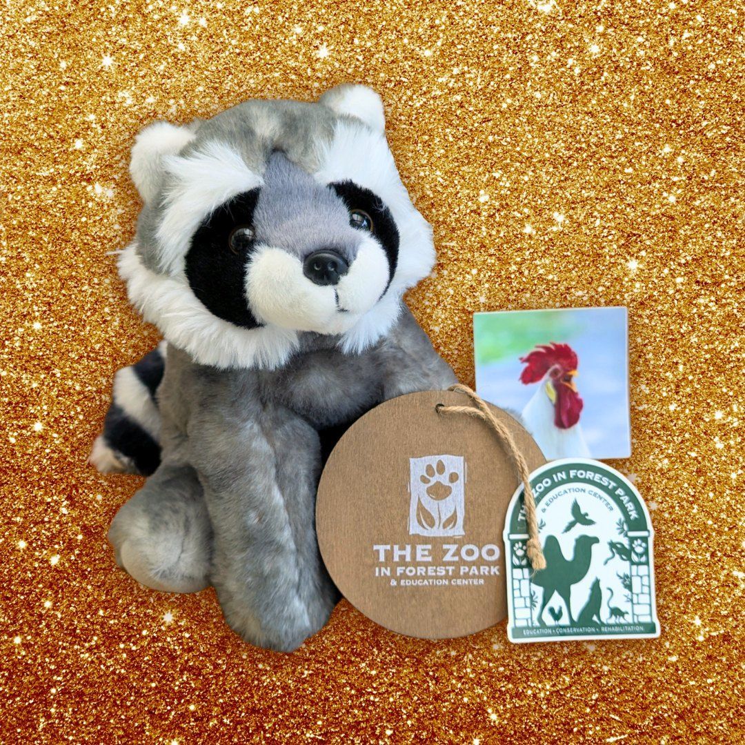 Stuffed raccoon toy with tags from 