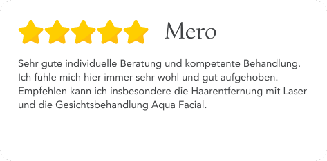 Ein Bild einer Rezension von einer Person namens Mero