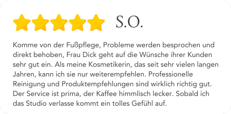 Eine Bewertung für so auf Deutsch mit fünf Sternen