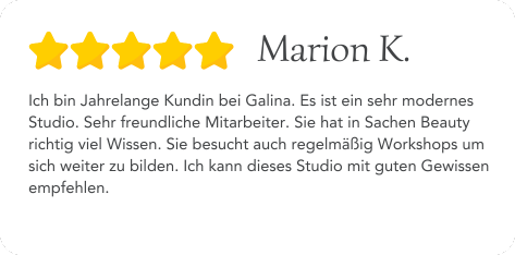 Eine Bewertung von Marion K. auf Deutsch mit fünf Sternen