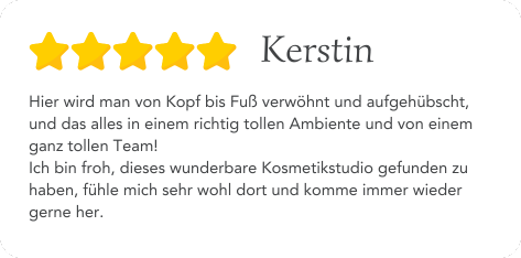 Eine Bewertung für Kerstin hat fünf Sterne