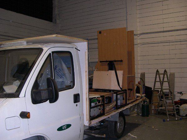 Camper durante la riparazione