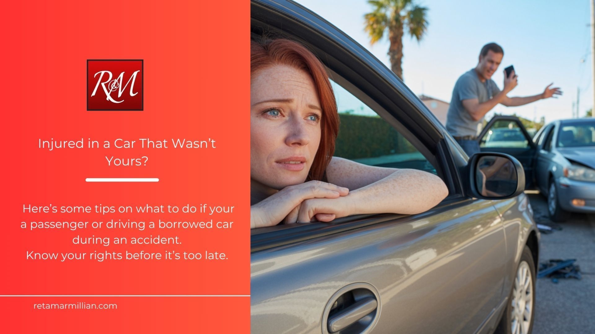 A man is talking on a cell phone while a woman sits in a car.