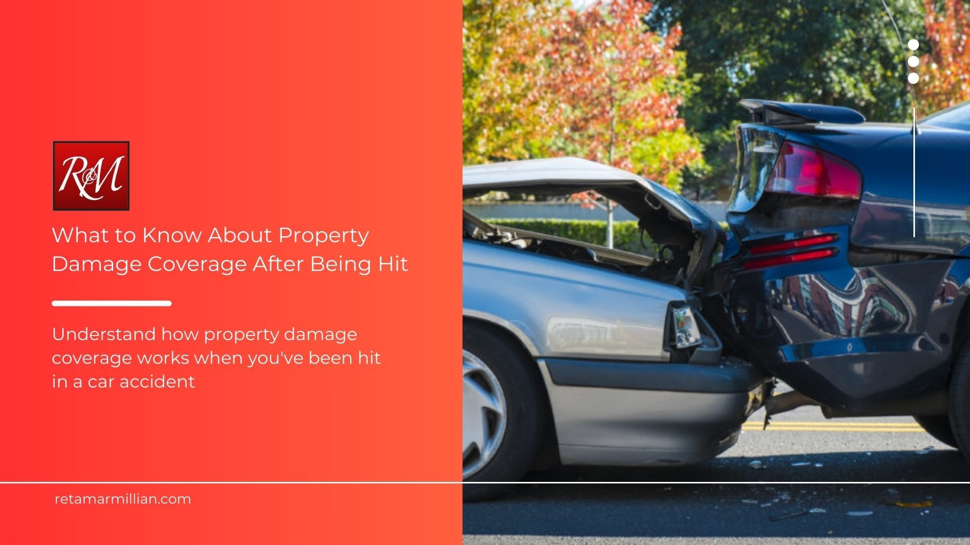 A car that has been damaged in a car accident on the side of the road.