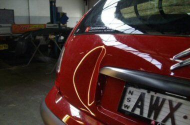 Red Car Before Dent Fix  — Penrith NSW — Dent Ezy Fix P/L