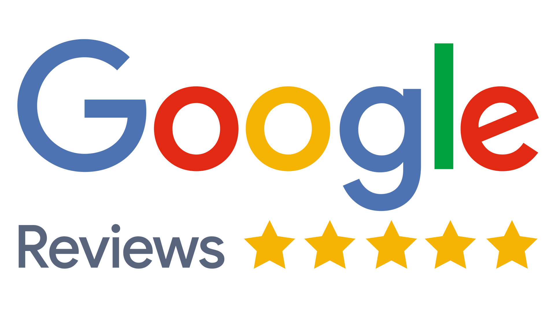 Google Reviews logo with five gold stars.