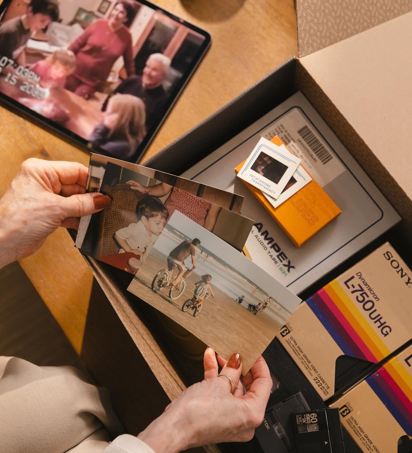 a scotch vhs tape sits next to its box
