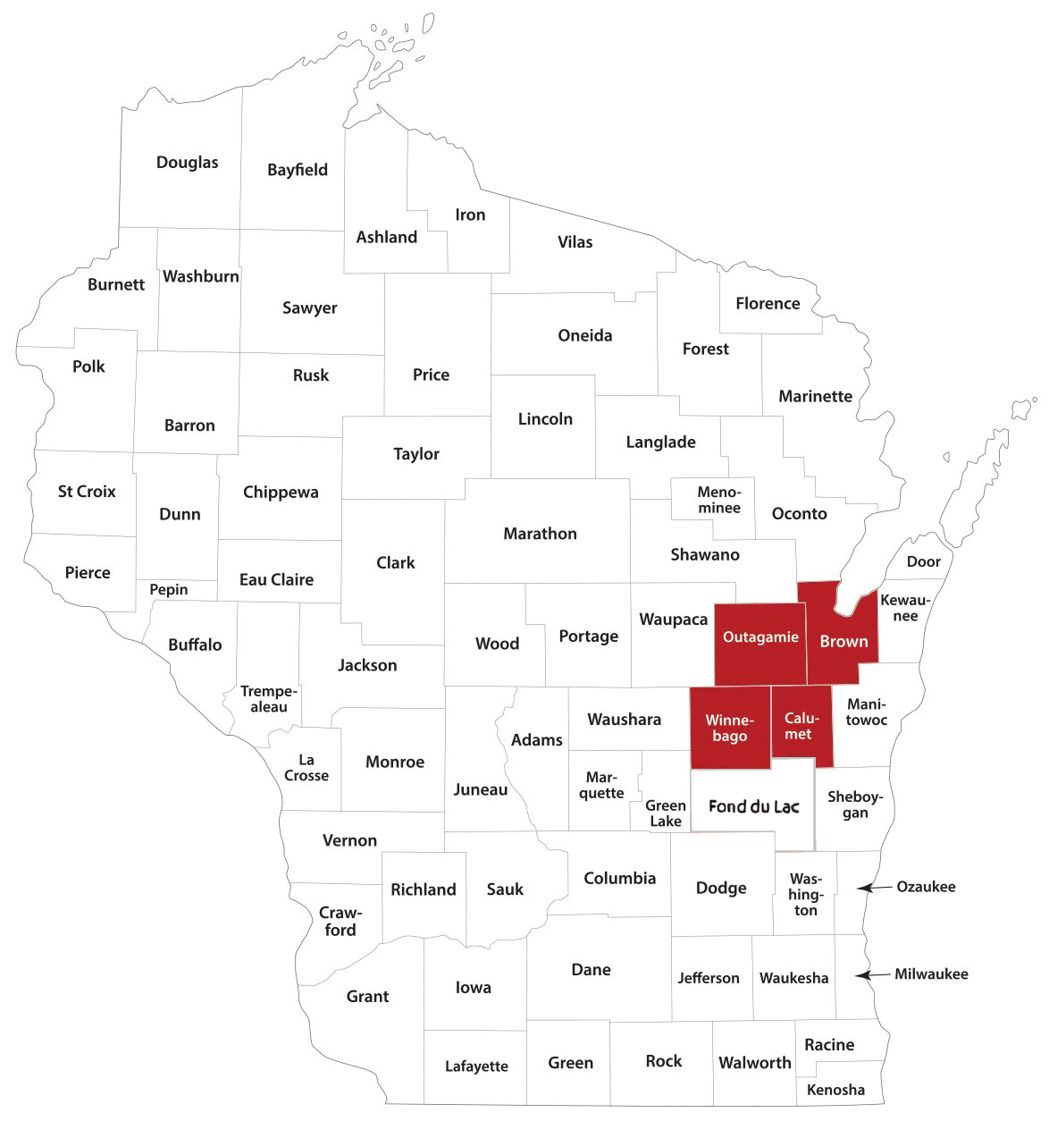 Service Areas — Little Chute, WI — BowTie Carpet Cleaning LLC