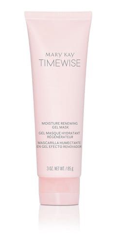 Tubo de mascarilla en gel renovadora hidratante Timewise de Mary Kay color rosa.