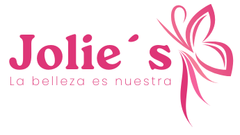 Logotipo rosa de Jolie's. Texto 