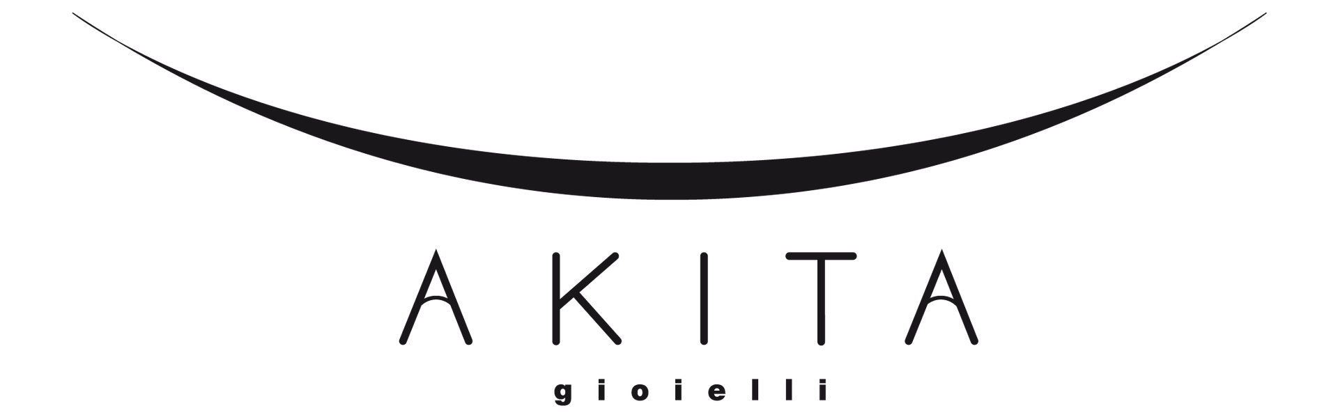 Un logo nero con un arco curvo sopra la scritta 