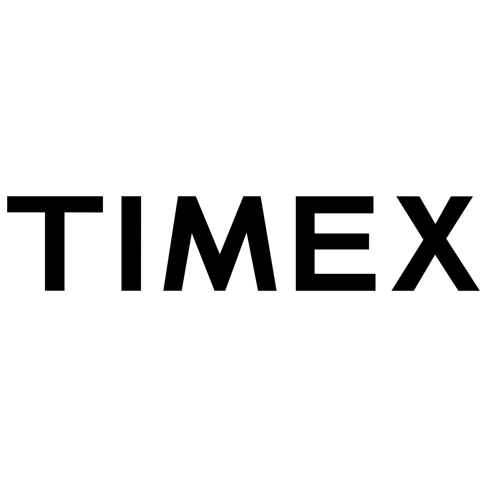 Logo Timex nero su sfondo quadrato bianco.
