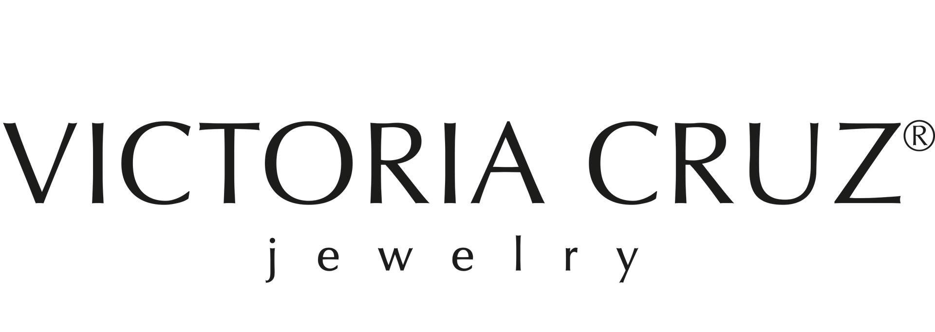 Il logo del marchio di gioielli Victoria Cruz, in testo nero su sfondo bianco.