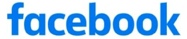 A blue facebook logo on a white background