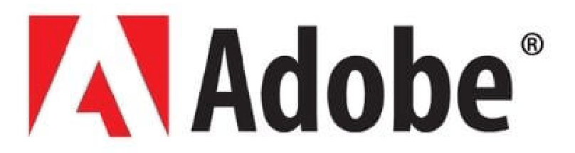 A red and black adobe logo on a white background