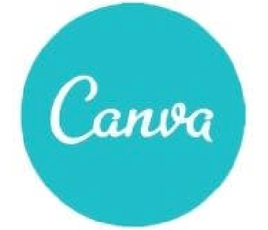 The canva logo is in a blue circle on a white background.