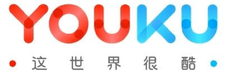 A red and blue youku logo on a white background