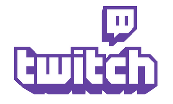 A purple and white twitch logo on a white background