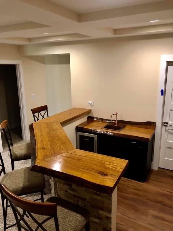 Custom hardwood basement bar