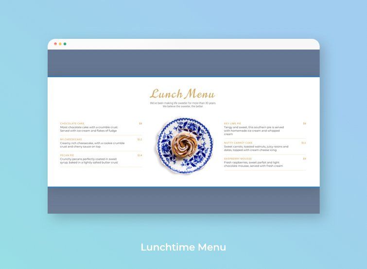 Lunchtime Menu